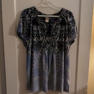 Covington Woman Blue and White Blouse Size 20/22